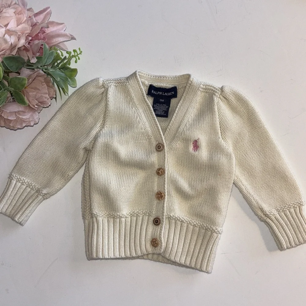 Ralph Lauren Cream Cableknit Cardigan 9M Baby Girl Ralph Lauren Cream Cardigan